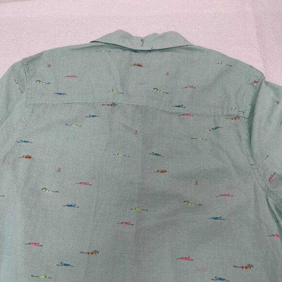 Merona Long Sleeve 1/4 Button Collared Mint Multicolor Swimmers Women's Sz Small - Picture 6 of 16